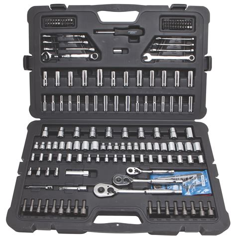 stanley mechanics tool set with 2-drawer metal tool box 101|201 pc Mechanic's Tool Set .